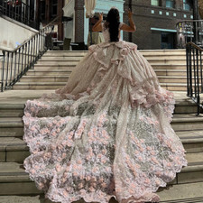 Pink Quinceanera Dresses Ball Gown Beaded Applique Sweet 16 Party Princess Lace