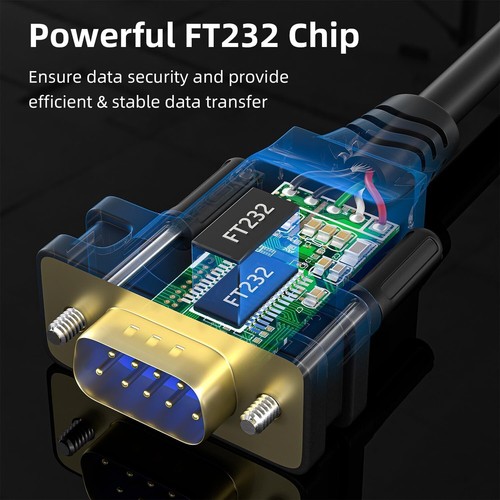 USB Type C to RS232 DB9 Serial Port Adapter Cable FTDI Chipset Supports - Picture 3 of 9