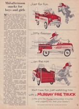 Just for fun little firemen Murray Fire Truck pedal car ad 1957