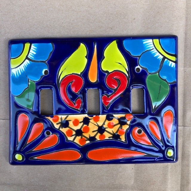 T1 Talavera TRIPLE switch PLATE Cover Mexican Amigos Pottery light cover mx  art