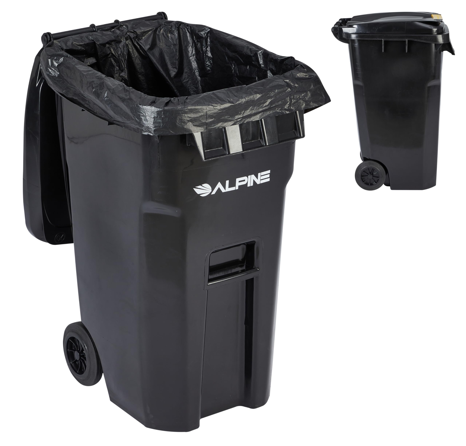 Alpine 64 Gallon Trash Can with Wheels - Large Heavy Duty Outdoor Trash Can w...