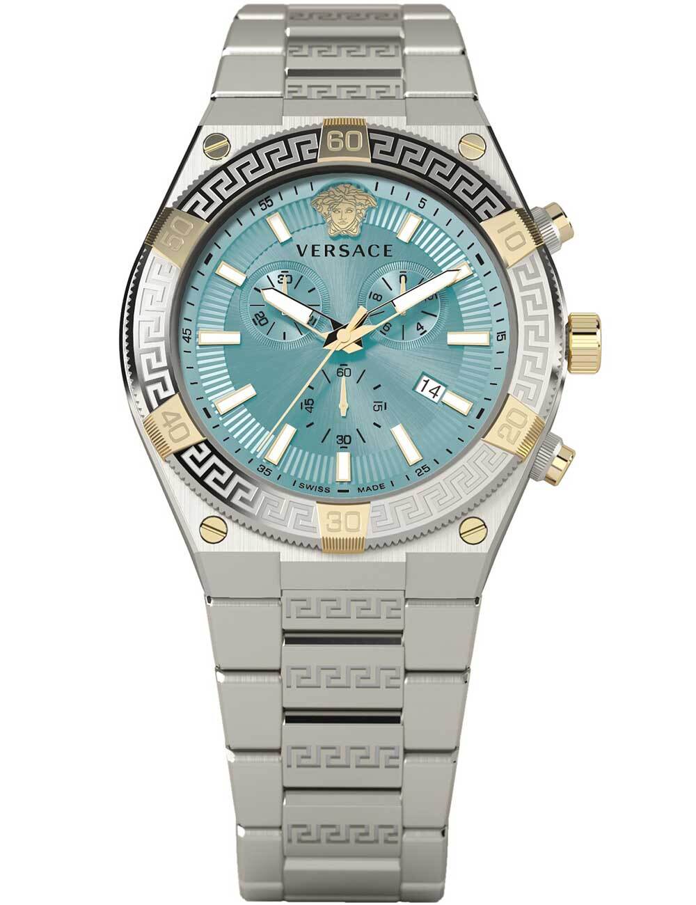 Versace VESO01223 Mens Sport Greca Chrono Watch 46mm 5ATM Water Resistant
