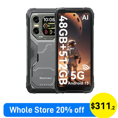 Blackview XPLORE 1 AI 5G Rugged Smartphone 48GB+512GB Android 15 20000mAh NFC