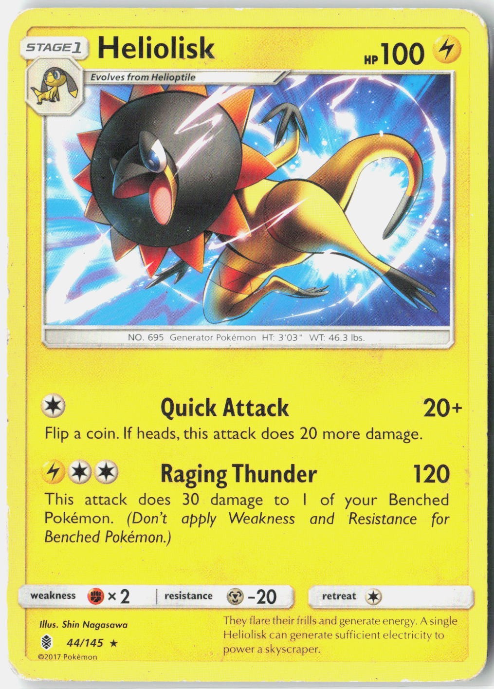 Heliolisk SM - Guardians Rising 44/145 Pokemon Card
