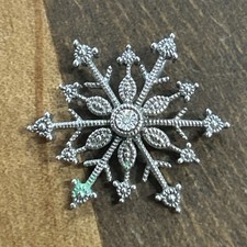Sterling Silver White Stone Snowflake Snow Christmas Winter Slide Pendant 2.5 G