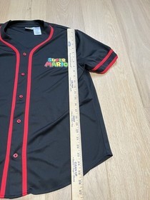 Super Mario Baseball Jersey Shirt Adult L Nintendo Black Classic NES Cartoon