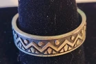 Vintage, Sterling Silver Band With Geometric Crown Design Sizes 10, 10.5, 12.75