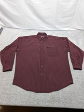 Vintage Chaps Ralph Lauren Maroon Plaid Dress Shirt Large (Fits XXL - 50" Chest)