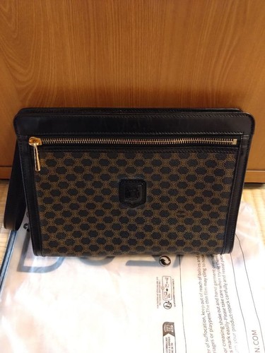 CELINE Clutch Bag MC98/1 Leather Canvas Used