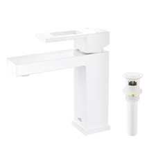 Single Hole Cubic Single Handle Bathroom Vanity Sink Faucet with Pop up Drain in