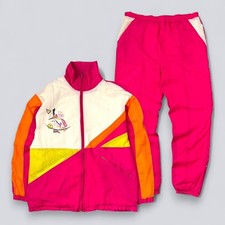 Vintage 90s Colorblock Tracksuit Hot Pink Windbreaker Jacket Pants Sport suit