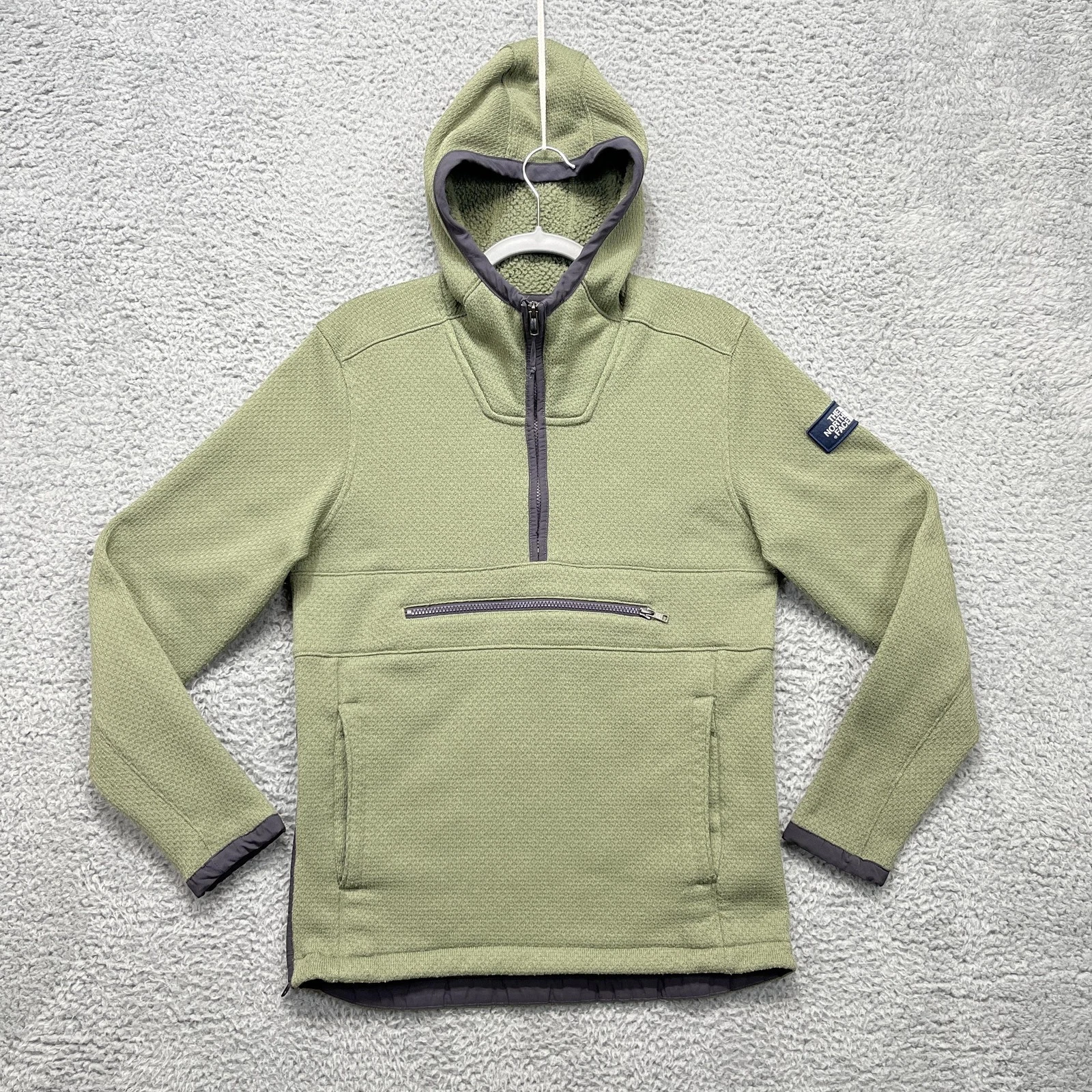 The North Face Hoodie Mens Small Green Fleece 1/2 Zip Pullover Jacket Outdoor
