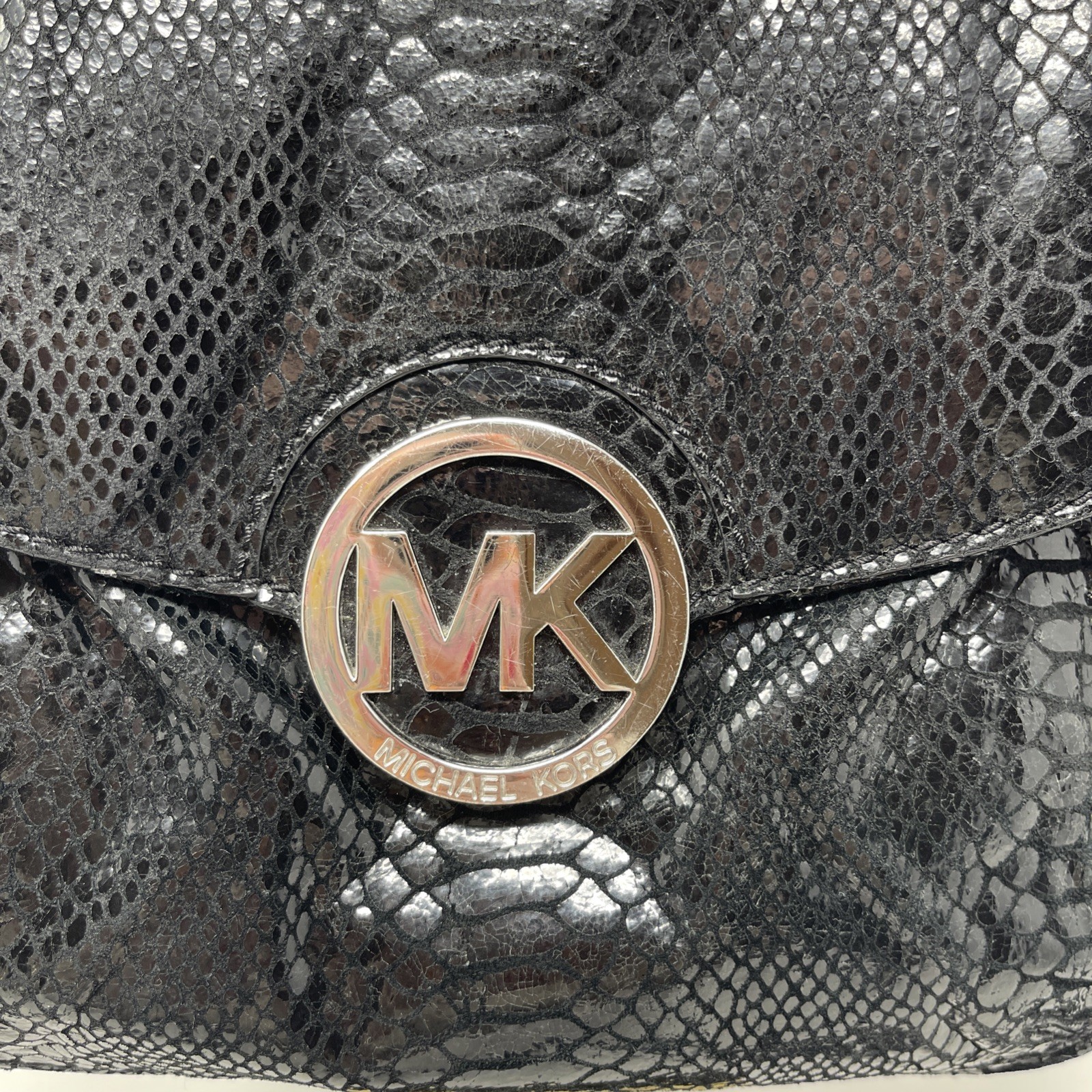 Michael Kors Black Python Snakeskin Embossed Leat… - image 11