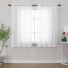 Gwine White Sheer Curtain 54 Inch Length for 42W x 54L Pack of 2 ,