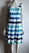 Lovely Little Nine West Blue and White Striped Fit and Flair A-Line Dress Sz 12
