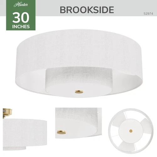 30" Hunter Brookside Fresh White and Luxe Gold LED Fandelier - Picture 9 of 10