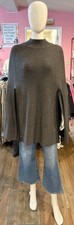 NWOT Ralph Lauren 100 Merino Wool Dark Grey Cape Poncho Sweater
