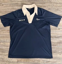 Vintage 70s 80s Bowling Shirt Blue Chain Stitch Size XL