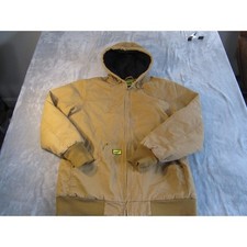 Brazos Work Force Mens Tan Duck Canvas Quilted Thermal Hooded Jacket Large