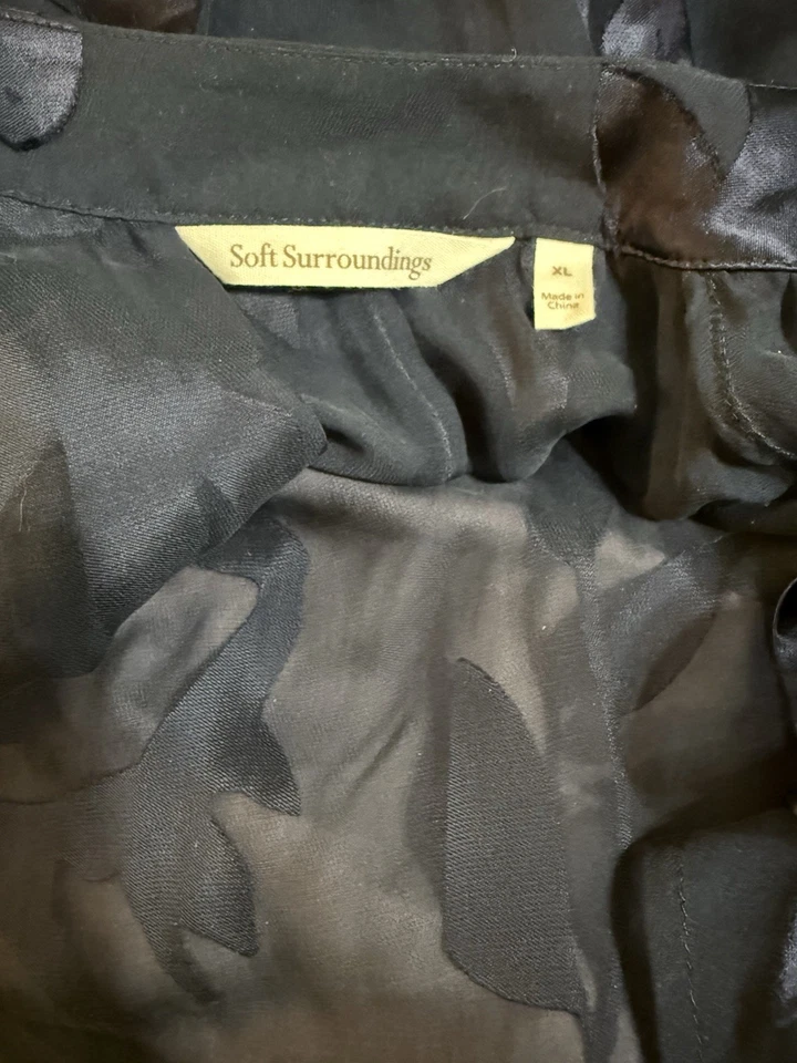 МЯГКОЕ ОКРУЖЕНИЕ Топ женщин размер XL темно-синий шелк видеть через рубашка - Изображение 4 из 4