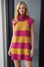 Ashley by 26 International Knee Sleeveless Dress Knitted Sleeveless Pink Orange