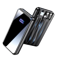 Portable Charger,42800mAh Power Bank Built-in Cable,22.5W PD USB C in & Out F...