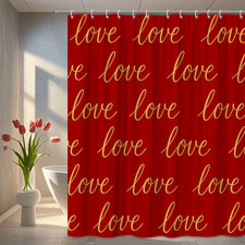 Red Love Shower Curtain, Cute Valentine's Day Decor