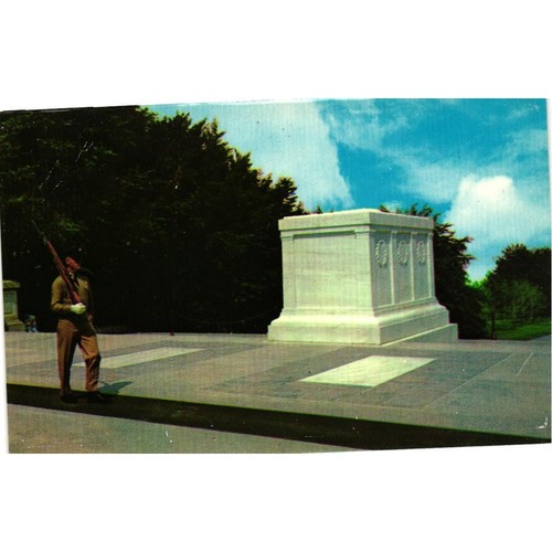 Vintage Tomb of the Unknown Soldier Postcard Arlington National Cemetery Capsco - Afbeelding 1 van 2