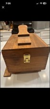 vintage 1960 s wood shoe shine box, 4Brushes, dove tail style,