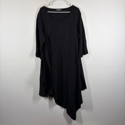 chinese dress ladies Bryn Walker Naida Light Linen Scoop Neck 34 Sleeve Asymmetrical Hem Tunic, Womens, M, Black
