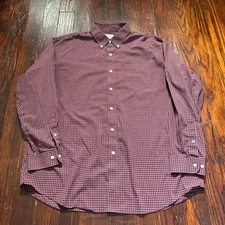 LL Bean Shirt Mens XL Red Window Pane Plaid Button Up Cabincore 275569