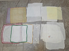 Vintage Hankies Lot Of 14 WHITES HAND MADE BORDER LACE WEDDINGS TEA SHOWERS