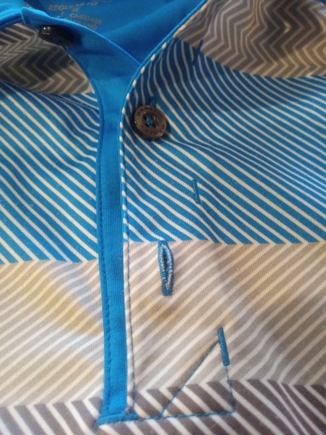 Men Oakley Polo Regular Fit Stripes  Blue Gray White Size L ⛳ image 3