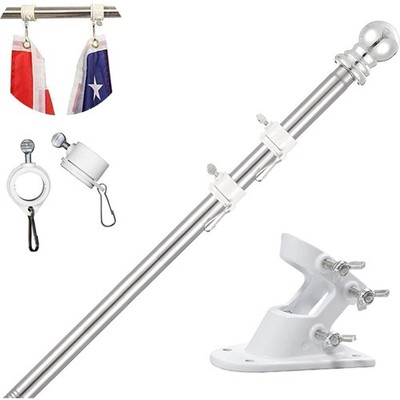 Fahnenmast Edelstahl Aluminium 180 cm mit Halterung und rotierenden Ringen