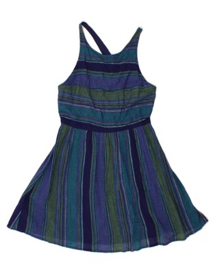 ROXY Damen ärmelloses A-Linien Kleid UK 18 XL dunkelblau gestreift Baumwolle BI18