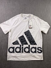 Adidas Prime Tee Youth Girls Medium White Graphic Print Climalite Gym stain