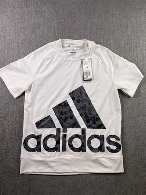 Adidas Prime Tee Youth Girls Medium White Graphic Print Climalite Gym *stain* - Image 1 of 4