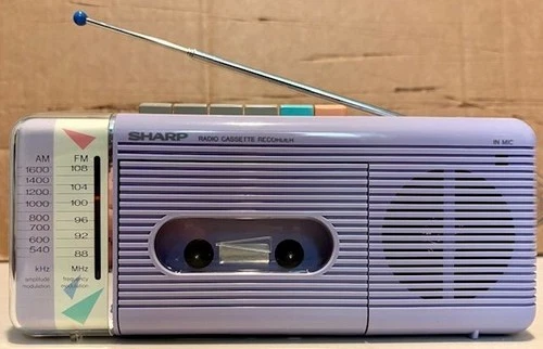 Sharp AM/FM Radio Cassette Recorder QT-5 (L) Portable Boombox Fully Tested Works