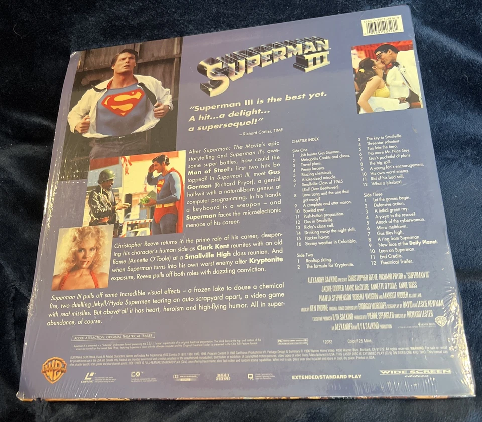SUPERMAN III Laserdisc Widescreen Edition 1983 In Shrink Rare Richard Pryor - Imagem 2 de 2