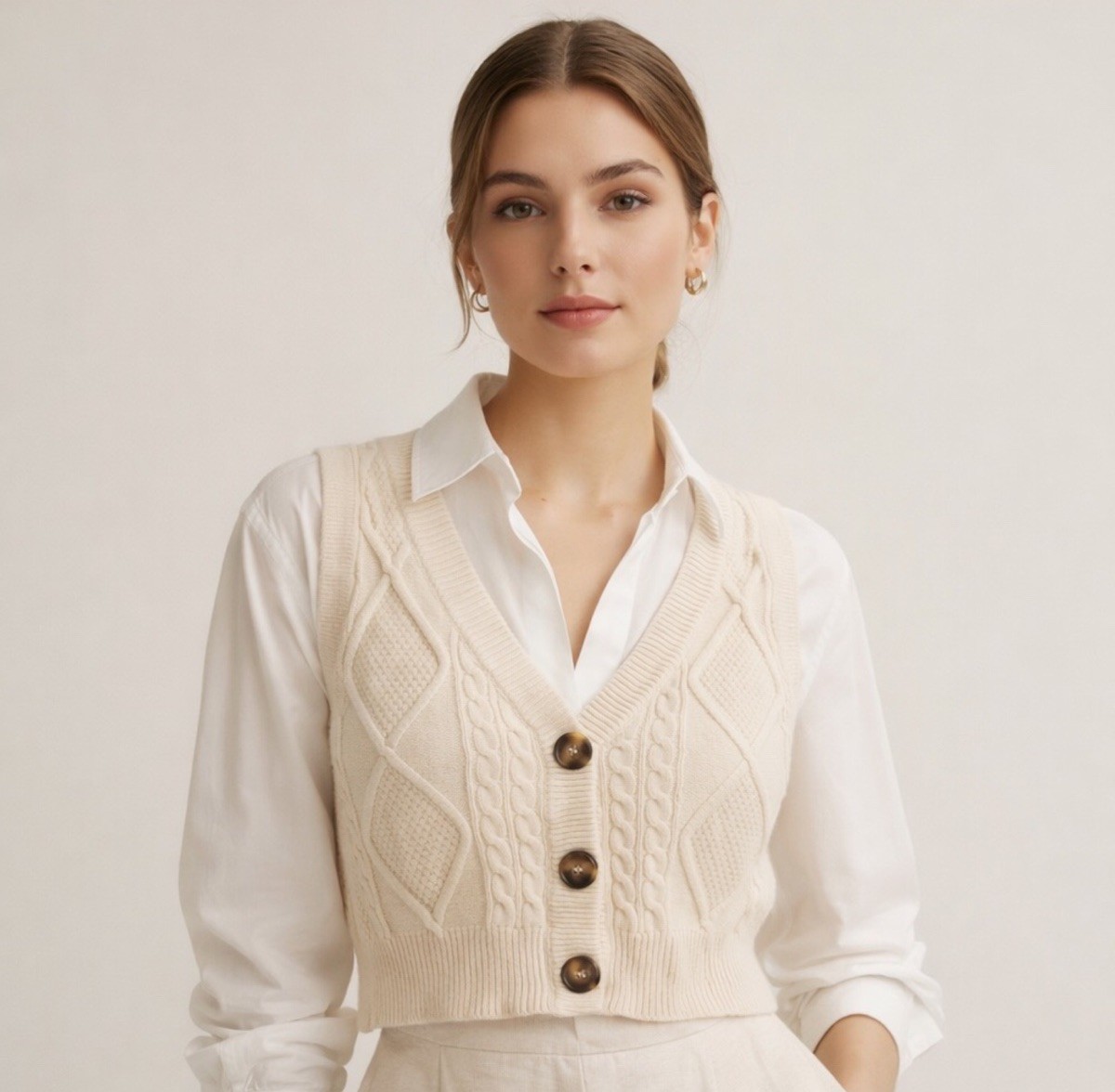 NWT Sincerely Jules Cropped Cable Knit Sweater Vest Women's