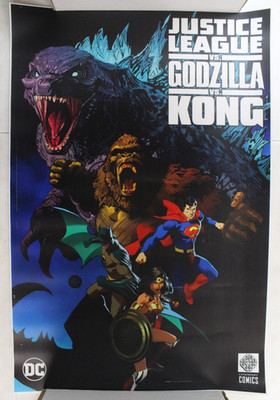 Justice League vs. Godzilla vs. Kong Roar LED Acetate Store Promo Poster DC