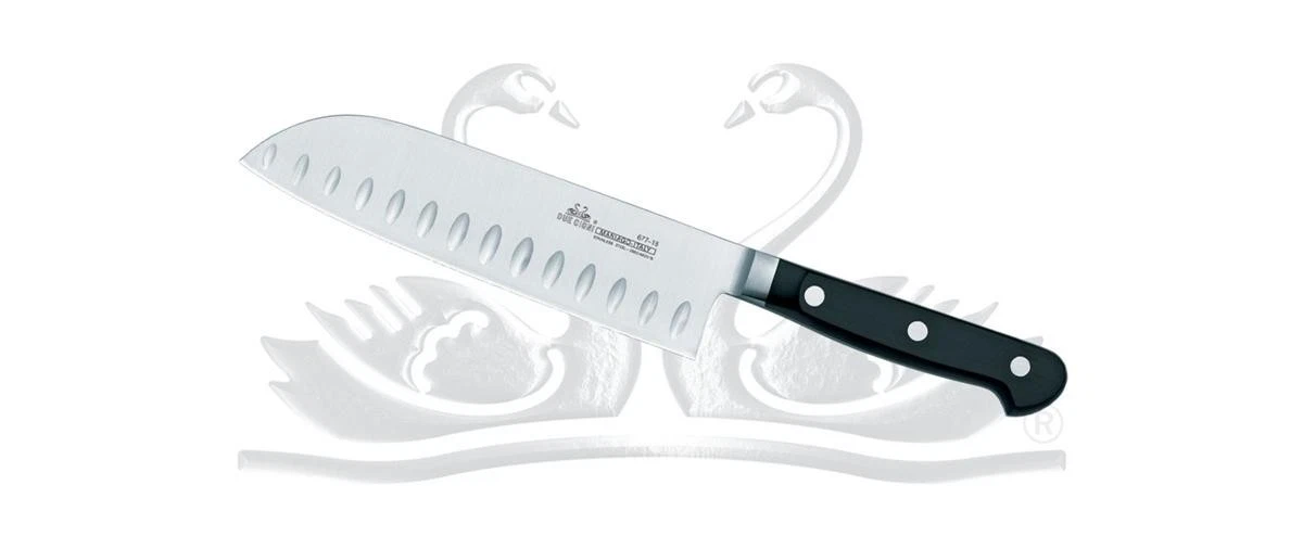 DUE CIGNI Santoku Knife 18cm – Forged Granton Edge Blade – Dishwasher Safe
Opens in a new window or