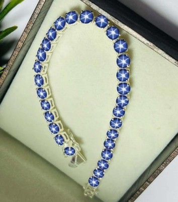 6 Ray Star Blue Sapphire Bracelet Tennis Bracelet 925 Sterling Silver Gift Her