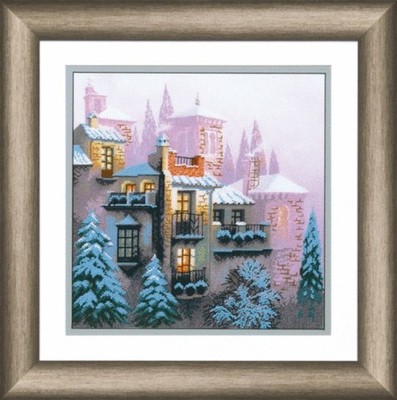 Mixed Embroidery ''Winter Evening''. Embroidery Kit. Printed Сanvas Charivna Mit