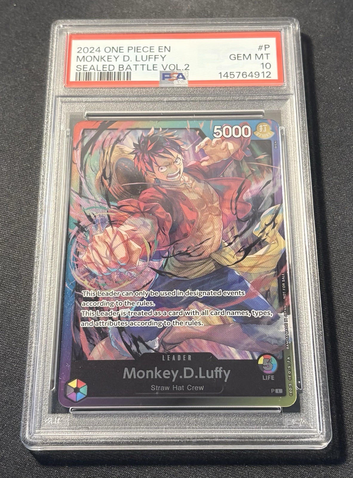 One Piece Monkey D. Luffy 2024 Sealed Battle Vol. 2 Promo PSA 10 view 2