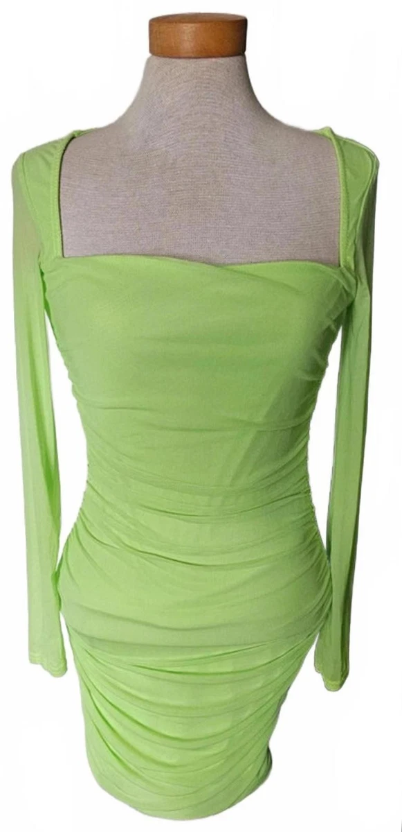 green satin dress missguided Ribbed Polo Maxi Dress with Slit Nova Green – NENYA main image 1