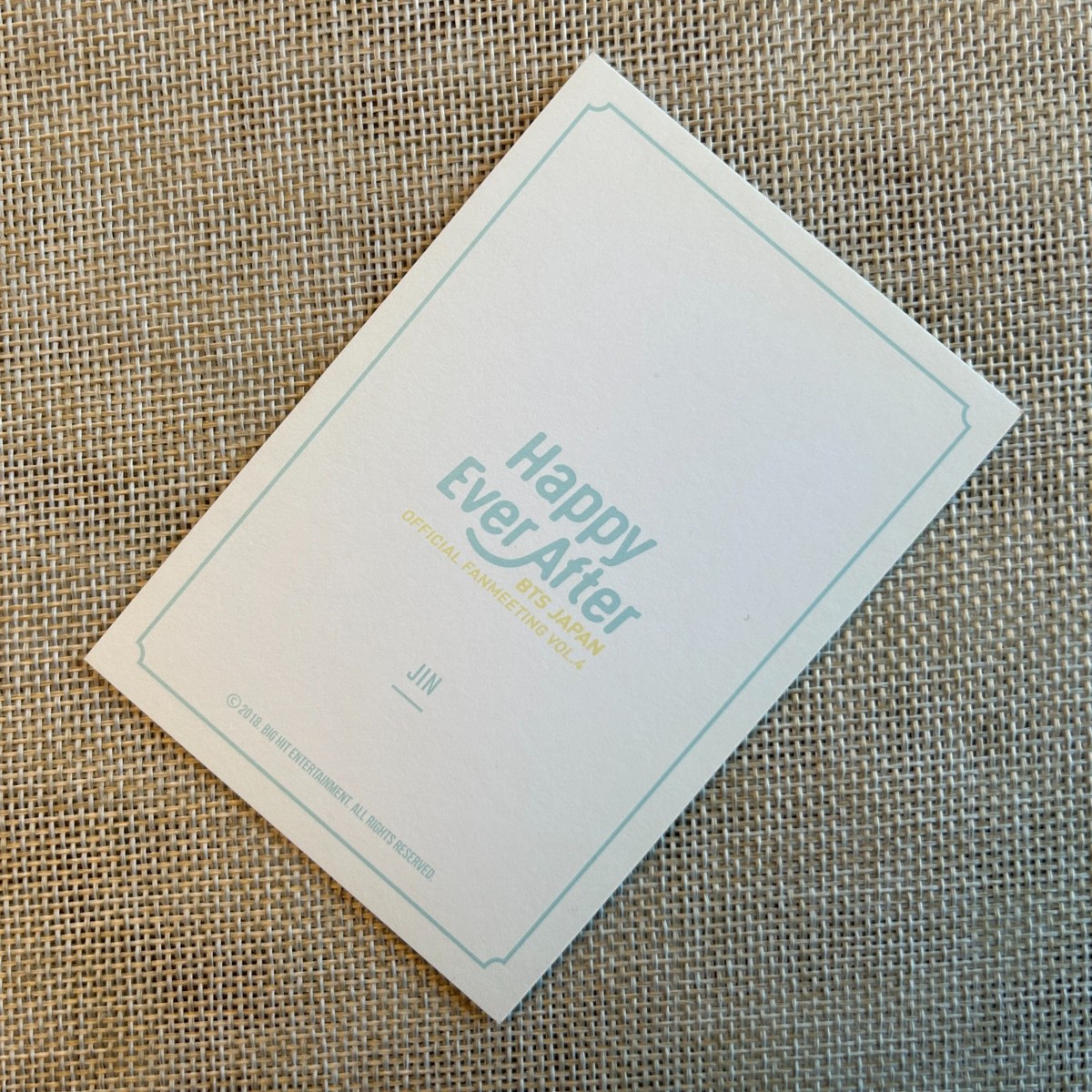 BTS Jin happy ever after 公式 ランダム トレカ BTS JIN [ Happy Ever After ] Japan Fanmeeting Official Photocard