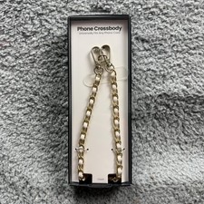 Phone Crossbody Chain Lanyard Gold Metal Strap Universal Fits Any Phone Case