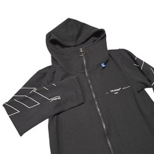 Off-White 2020 Black Arrows Logo Full Zip Hoodie Longline Sweatshirt Size S