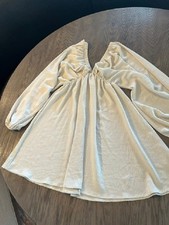 NO LABEL ERCU POLY PEASANT SOLID SZ XL FLARED SKIRT LONG SLEEVE DRESS V NECK